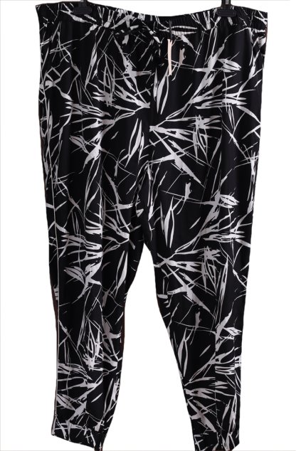 Dámské černé lehké kalhoty s bílým vzorem / CAPSULE / (54/56) / UK 28 / ANGLIE