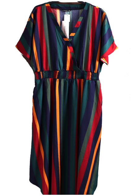 Dámské barevné pruhované šaty  / BLOOMCHIC / XXXL (52/54) / UK 24/26 / ANGLIE