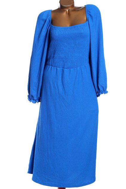 Dámské tmavě modré šaty s elastickým žabičkováním na prsou / SIMPLY BE / (52) / UK 24 / ANGLIE