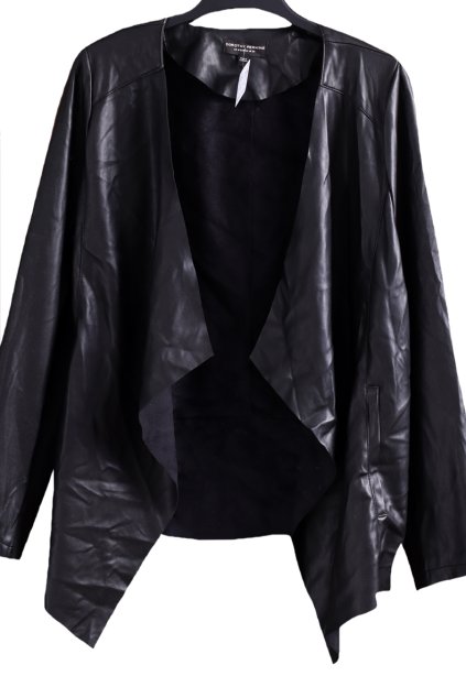 Dámský černý koženkový kardigan  - bez zapínání  / DOROTHY PERKINS  / XXXL (50) / ANGLIE - na štítku UK 22