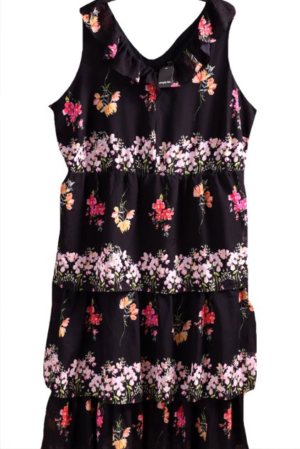 Dámské černé luxusní  šaty s květy / SIMPLY BE / XXXXL 54/56) / UK 26/28 / ANGLIE