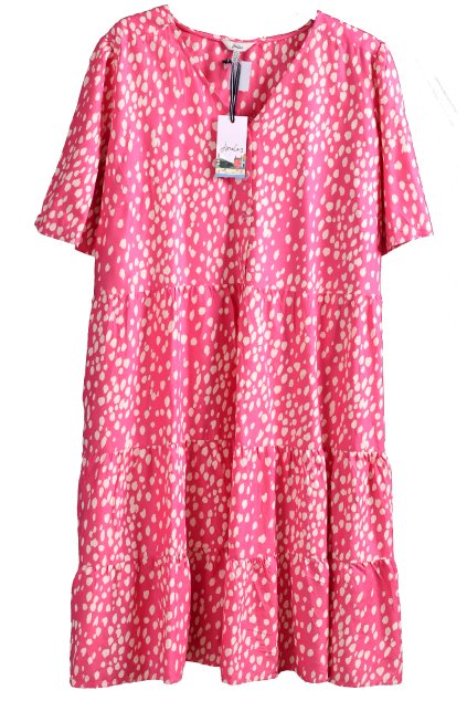 Dámské luxusní růžové puntíkované značkové šaty  - tradiční anglická značka  / PC 1750,- kč// JOULES / XXXXL (52) / UK 24 / ANGLIE