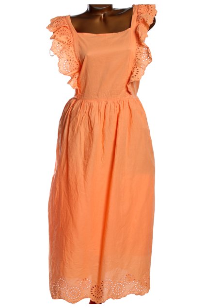 Dámské bavlněné oranžové šaty, vyšívané madeirou   / F&F /  XXXL (48/50) / na štítku UK 22/ ANGLIE