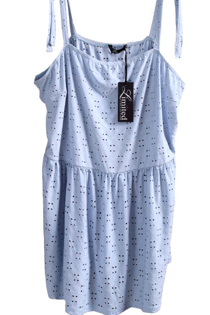 Dámská  modrá halenka ,  elastická, vyšívaná madeirou na ramínka / YOURS / XXXXL (54/56) / UK 26/28 ANGLIE