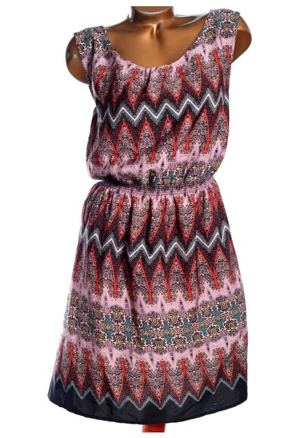 Dámské fialové šaty s barevnými trojúhelníkovými vzory / NEW LOOK / XXXXL+ (56)/ UK 28 / ANGLIE
