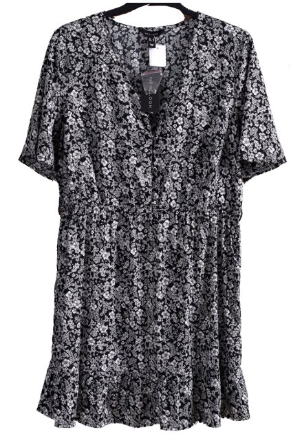 Dámské lehké černé šaty s bílými květy/ NEW LOOK  / (44/46) / UK 16-18 / ANGLIE