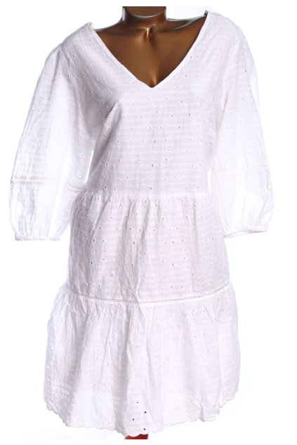 Dámské bílé šaty vyšivané madeirou s výstřihem do V  / F&F - XXXL (50)/ UK 22 / ANGLIE