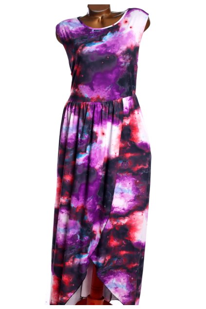 Dámské barevné vesmírně vzorované elastické  šaty / SIMPLY BE / (56/58) / UK 26 / ANGLIE