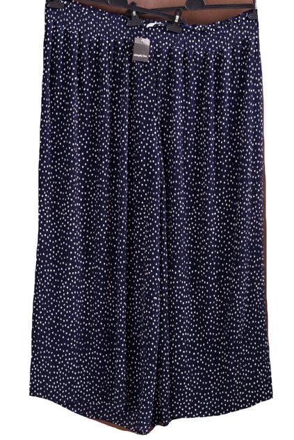 Dámské tmavě modré široké kalhoty s bílými puntíky / Simply Be  /  XXXL +(58) / UK 30/ ANGLIE