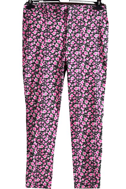 Dámské černé květované společenské kalhoty / COLECCION VENCA / XXL (46) / UK 18/ ANGLIE