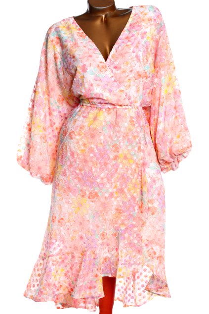 Dámské bílé barevně květované šaty / SIMPLY BE / XXXXL (52) / UK 24 / ANGLIE