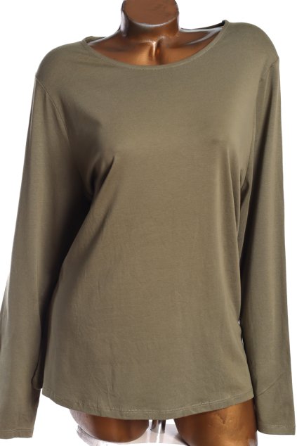 Dámské khaki triko s dlouhým rukávem  / TU - XXXL (50) / UK 22 / ANGLIE