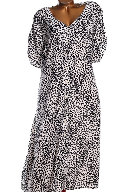 Dámské bílé šaty s černými vzory / YOURS / XXXXL (52) / UK 24 / ANGLIE