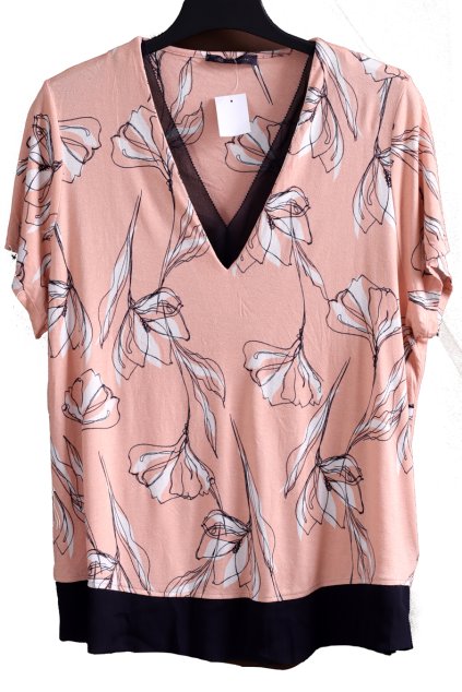 Dámská meruňková halenka s bílo-modrými vzory   /MS / XXXXL (48) /  UK 20 / ANGLIE