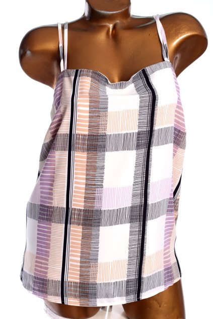 Dámská bílá halenka s barevnými vzory  /MS / XXXXL (46) /  UK 18/ ANGLIE