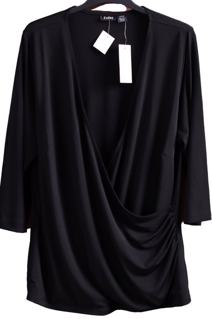 Dámská černá halenka s výstřihem do V / EVANS / XXXL (50/52) / UK 22/24 / ANGLIE