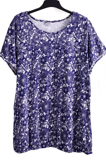 Dámská modro-bílá halenka s květy / GEORGE / XXXXL (50) / UK 22 / ANGLIE
