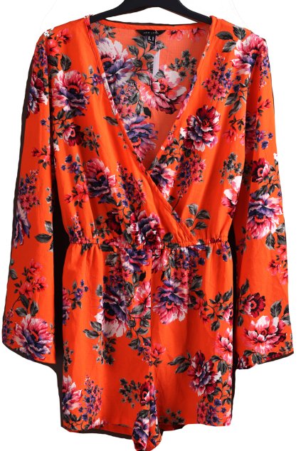 Dámské oranžové šaty s barevnými květy / NEW LOOK / XXL (46) / UK 18 / ANGLIE