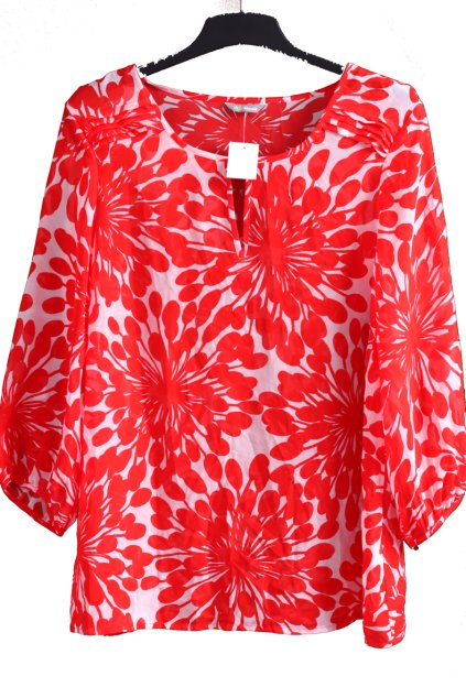 Dámská bílo-červená halenka s květinovým motivem / Marks&Spencer/ XXL (46) / UK 18 / ANGLIE