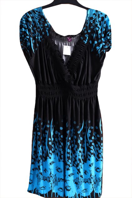 Dámské černé šaty s tyrkysovými vzory / INSPIRE / XXXL (50) / UK 22 / ANGLIE