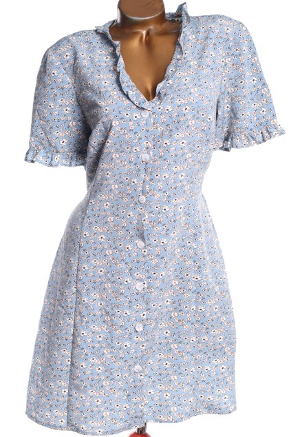 Dámské modré šaty s bílými květy / PRIMARK / XXL (46) / UK 18 ANGLIE