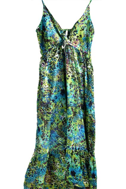Dámské modro-zelené vzorované šaty / Pistachio / XL/XXXL (42/44) / ANGLIE