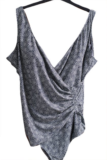 Dámské šedé jednodílné plavkys bílými vzory / NEXT / XXXXL (52) / UK 24 / ANGLIE