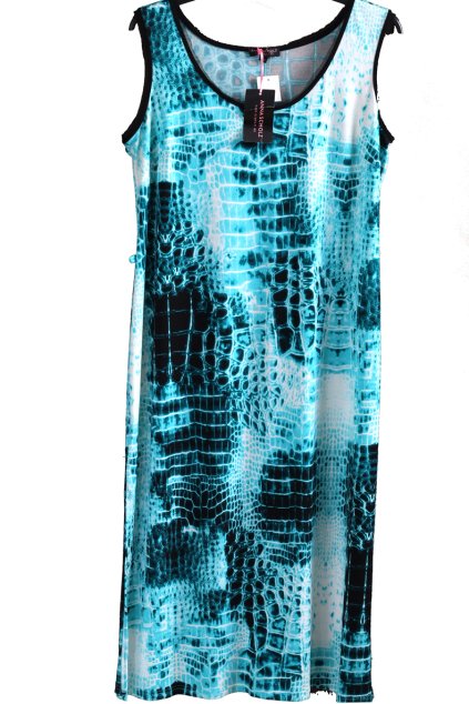Dámské značkové modro-bílo-černé šaty s hadím vzorem / Anna Scholz - XXXXL (48/50) / UK 20 / ANGLIE