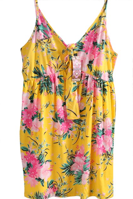Dámská žlutá halenka s růžovými květy a zelenými listy Boohoo -XXXXL (52) / UK 24 / ANGLIE