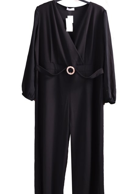 Dámský luxusní černý overal s perlovou sponou / Quiz / XXXL (50) / UK 22 / ANGLIE