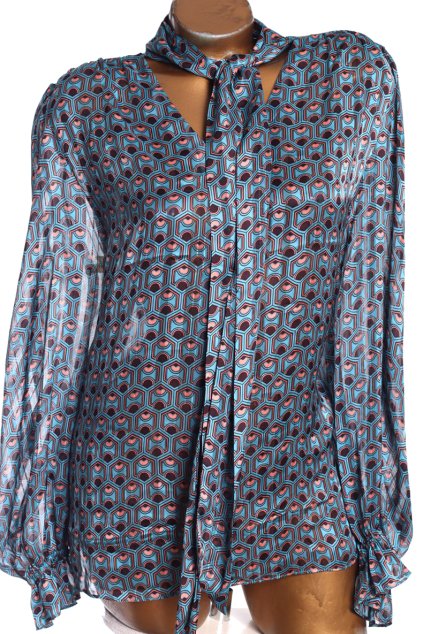 Dámská růžovo-modro-hnědá vzorovaná halenka PC: 1100,- / NEXT / XXL (44) / UK 16/ ANGLIE