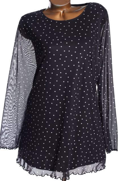Dámská černá halenka s bílými puntíky / YOURS / XXXXL (50/52) / UK 22/24 / ANGLIE