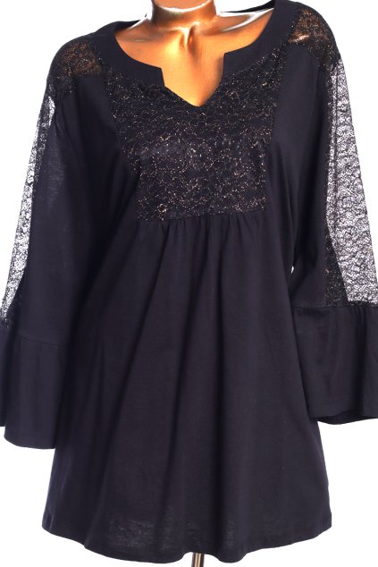 Dámská černá halenka s černo-zlatou krajkou  / Joe Browns / XXXXL+ (60) / UK 32 / ANGLIE