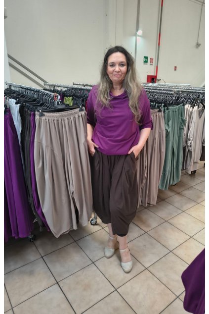 Kvalitní elastické(bavlna+elastan) kalhoty/nohavice dole užší - barvy na výběr - pas guma 70-130 cm, boky 160cm, délka 99 cm/ Itálie