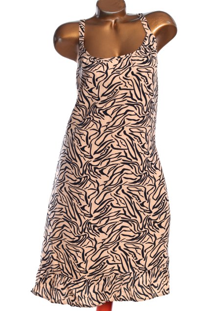 Dámské béžové šaty s černými vzory  / Bonmarché / XXXXL (52) / UK 24 / ANGLIE