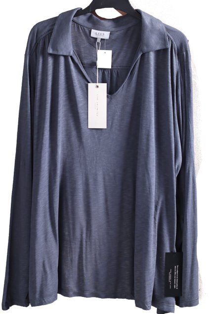 Dámská značková modro-šedá halenka s límečkem  / LIVE UNLIMITED / XXXXL (54/56) / UK 26/28 / ANGLIE