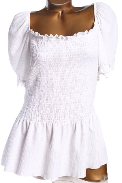Dámská bílá halenka s žabičkováním / Tu / XXXXL (54) / UK 26 / ANGLIE
