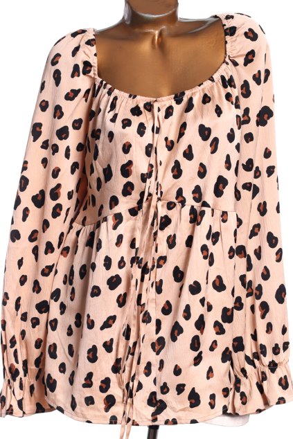 Dámská béžová halenka s leopardím vzorem  / SIMPLY BE / XXXXL (52) / UK 24 /  ANGLIE