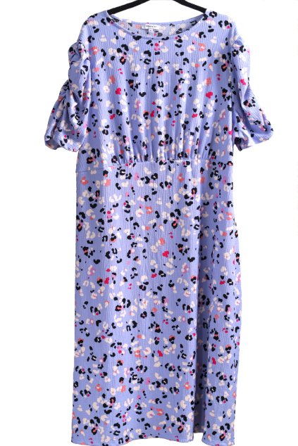 Dámské světle modré šaty s barevným leopardím vzorem / SIMPLY BE  / XXXXL (54) / UK 26 / ANGLIE