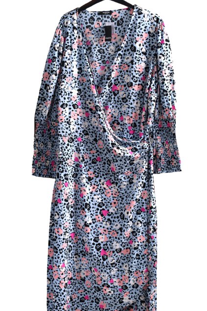 Dámské světle modré šaty s barevným leopardím vzorem / SIMPLY BE  / XXXXL (54) / UK 26 / ANGLIE