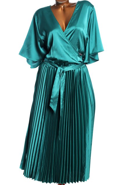 Dámské smaragdové luxusní elegantní saténové šaty / IN THE STYLE  / XXXXL (54) / UK 26 / ANGLIE