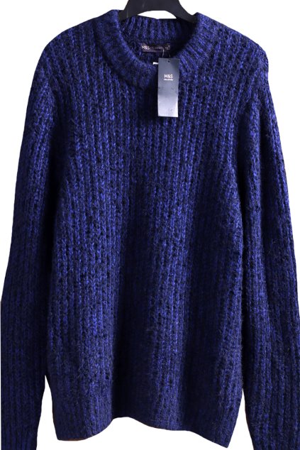 Dámský modro - černý svetr / M&S / XXXL (50) / UK 22 / ANGLIE
