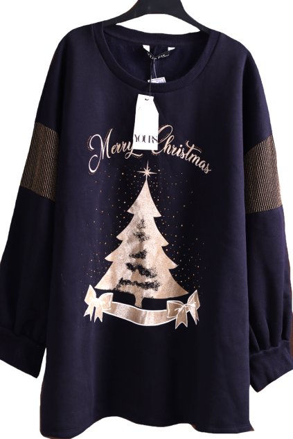 Dámská tmavě modrá  mikina se zlatými vánočními motivy / YOURS / XXXXL+ (54-56) / UK 26/28  ANGLIE