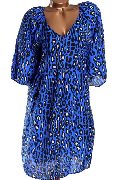 Dámské královsky modré šaty s leopardím vzorem / GEORGE  / XXXL (50) / UK 22 / ANGLIE