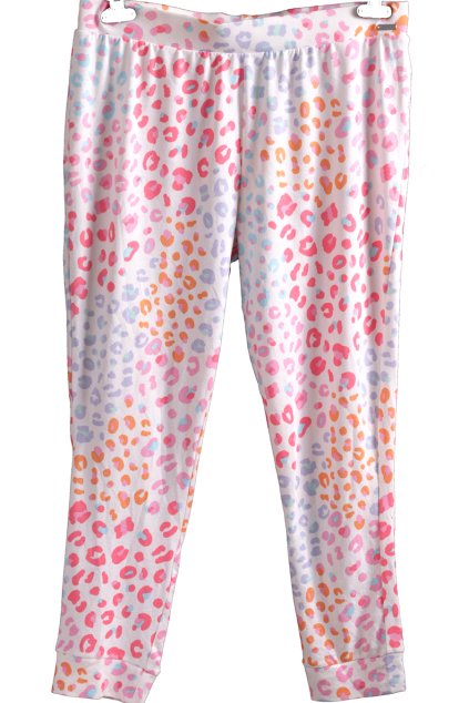 Dámské bílé domácí kalhoty s barevným leopardím vzorem / F&F / XXL (44/46) / UK 16/18 /  ANGLIE