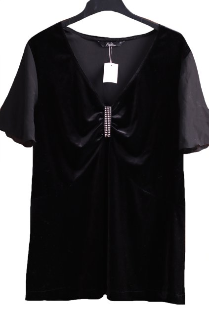 Dámská černá sametová halenka / Bm  / XXXXL (46/48) / UK 20  / ANGLIE