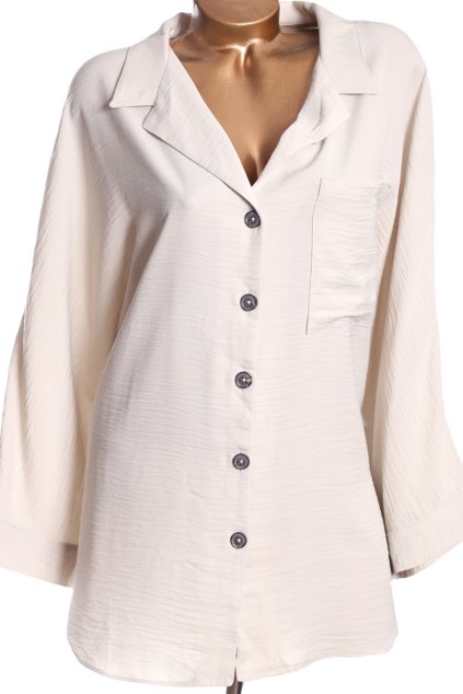 Dámské krémové košilové šaty - delší košile / CAPSULE / XXXXL+ (54) / UK 26 / ANGLIE