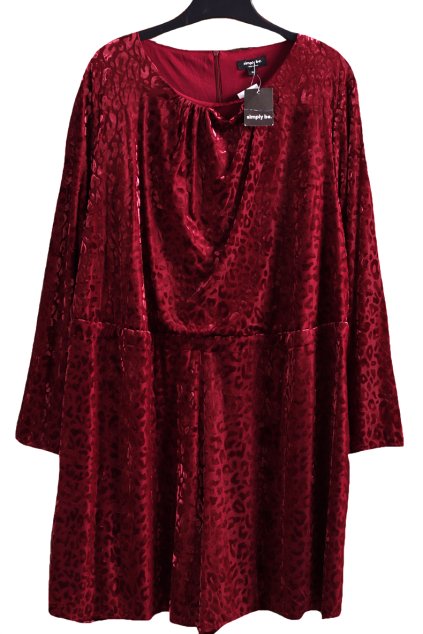 Dámský luxusní splečenský vínový overal se semišovým leopardím vzorem / SIMPLY BE / XXXXL (54) / UK 26 / ANGLIE