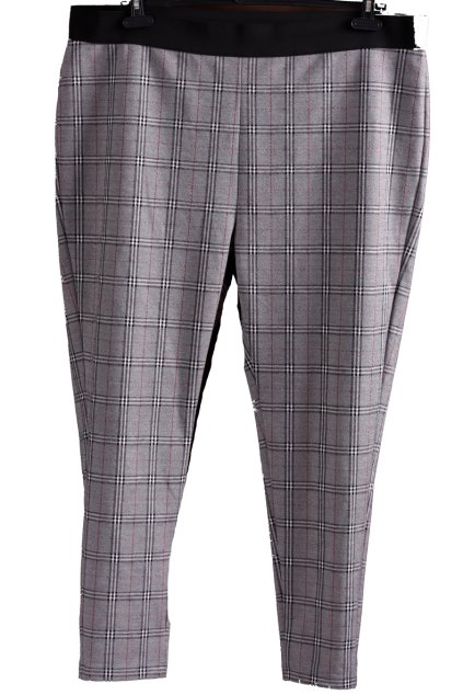 Dámské šedo-bílo-černo-červené kostkované kalhoty - pas na gumu  / Marks&Spencer - XXXL (52) / UK 24 / ANGLIE
