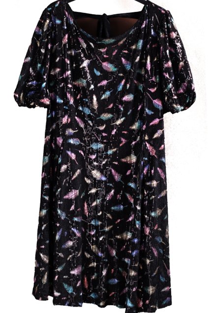 Dámské luxusní značkové černé flitrované šaty s peříčky  / LOVEDROBE / XXXL (50) / UK 22 / ANGLIE